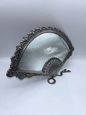Vintage Cast Metal Fan Shaped Vanity Mirror